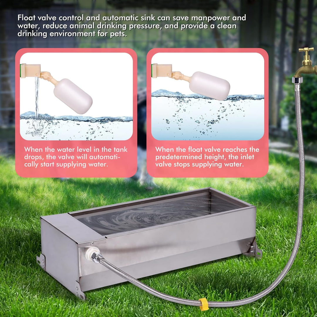 Automatischer Hundewassertrog mit 1/2 Zoll Einstellbarem Schwimmerventil, Edelstahl-Tränkespender fü