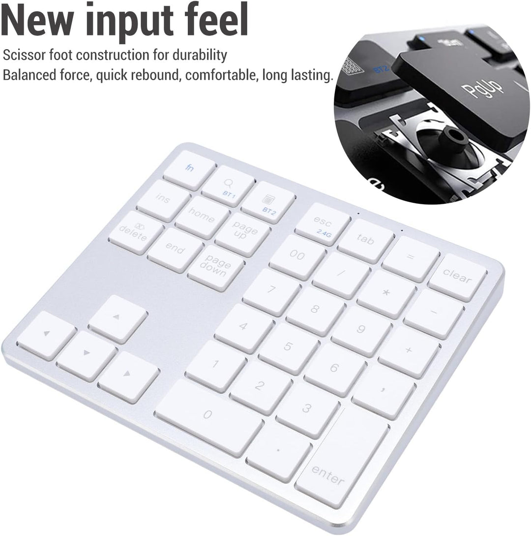 Denash Nummernblock, Kabellos, 35 Tasten, Wiederaufladbare Tastatur mit Dreifacher Geräteumschaltung