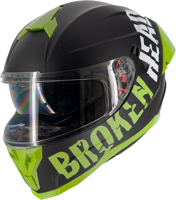 Broken Head BeProud Pro Sport - Motorradhelm Mit Sonnenblende und Spoiler – Ltd. Edition Mit 2 Visie