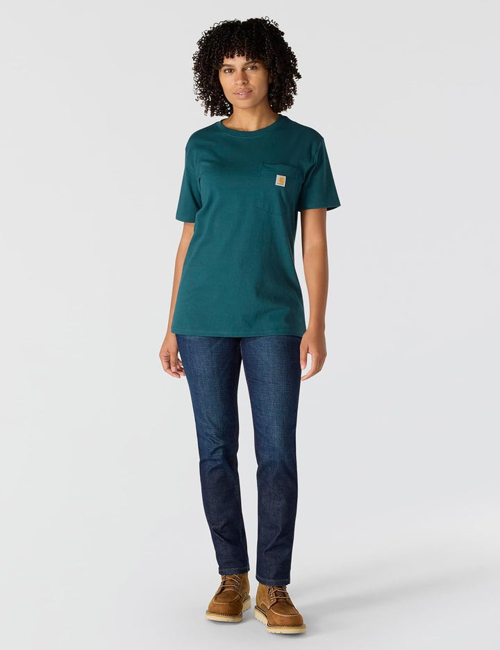 Carhartt Bekleidung Logo T-Shirt grün XS Greenstone, XS Greenstone