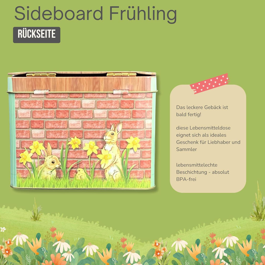 Sideboard Ostern - die aufklappbare Rückwand gibt der Dose eine sehr dekorative und zusätzliche Dime