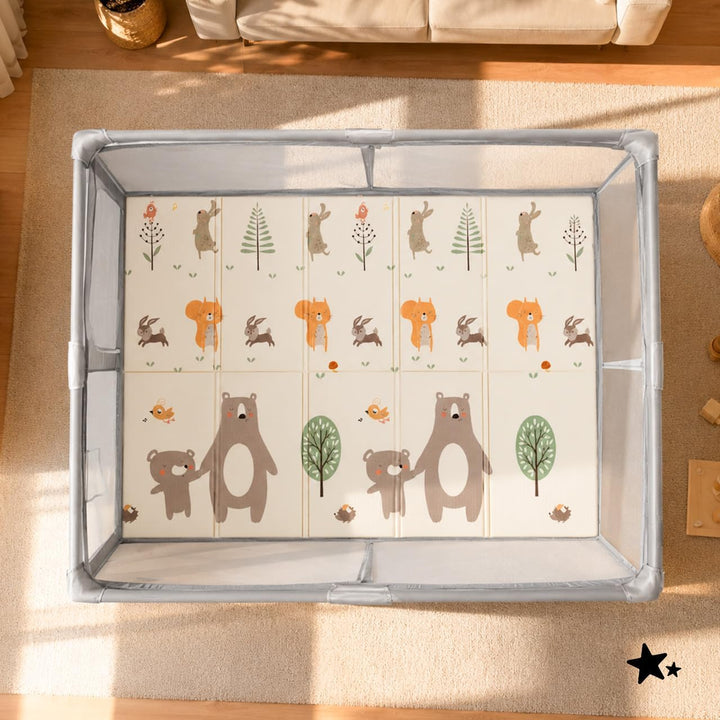 MalPlay Krabbelmatte Baby 150x180x1 cm Faltbar Playmat mit Tasche, Krabbeldecke Baby Teppich Spielde