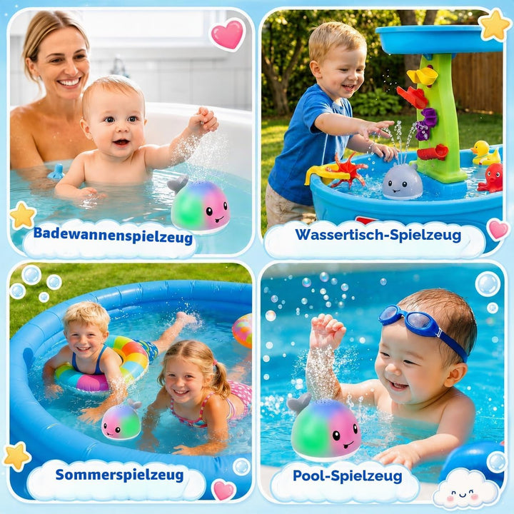Gigilli Baby Badewannenspielzeug, Leuchtender Spritzender Wal-Spielzeug 6-12 12-18 Monate Badespielz