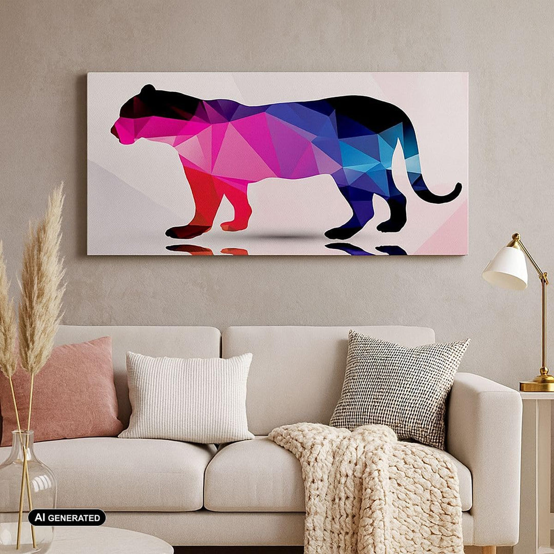 Wandbilder Dekoration Wohnzimmer Tiger Illustration modern Grafik Panorama Bilder auf Leinwand 120x5