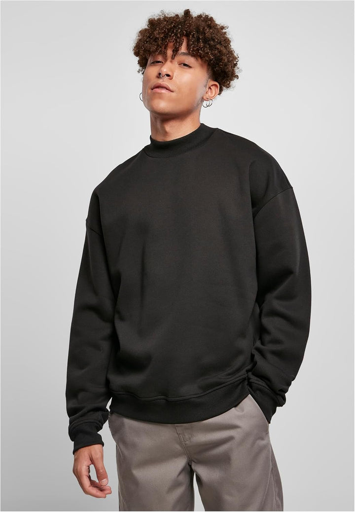 Urban Classics Herren Pullover mit hohem Rippkragen, weites Mock Neck Sweatshirt, überschnittene Sch