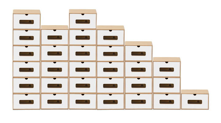 BigDean 30x Schuhaufbewahrung BRAUN/Weiss mit Sichtfenster Aufbewahrungsbox Stapelbar Storage Box Sc
