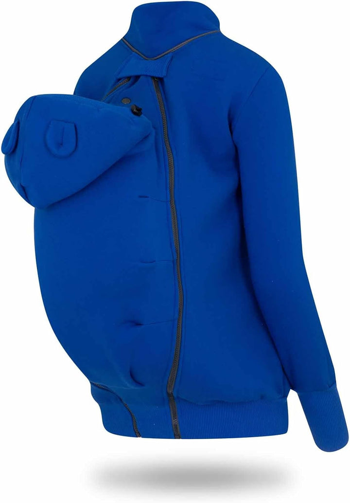fun2bemum Pola 4in1 Baby Tragejacke für Mama Känguru Kapuze VORNE/HINTEN XXL Cobalt, XXL Cobalt