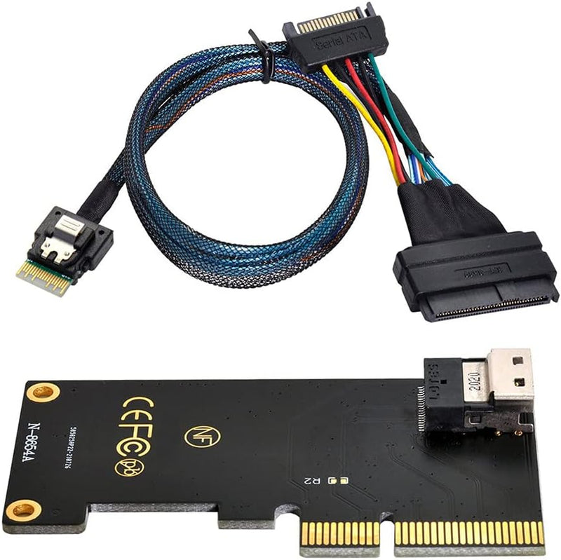 Xiwai PCI-E 3.0 4.0 auf SFF-8654 Slimline SAS-Kartenadapter und U.2 U2 SFF-8639 NVME PCIe SSD-Kabel