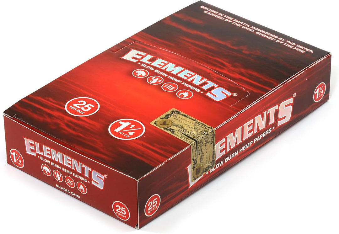 Elements Red 1 1/4 Medium Size Hanf Papers 1 Box (25 Heftchen)