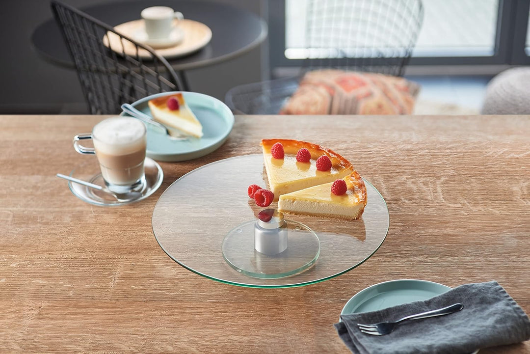 Leonardo Turn Tortenplatte, drehbarer Kuchen teller mit Fuss, Glasplatte für Gebäck, Servier-Platte