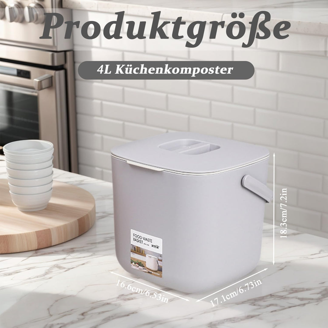 Cnwinu Biomülleimer Küche, 4L Komposteimer Küche, Kleiner Mülleimer mit Deckel, Biomüll Behälter mit