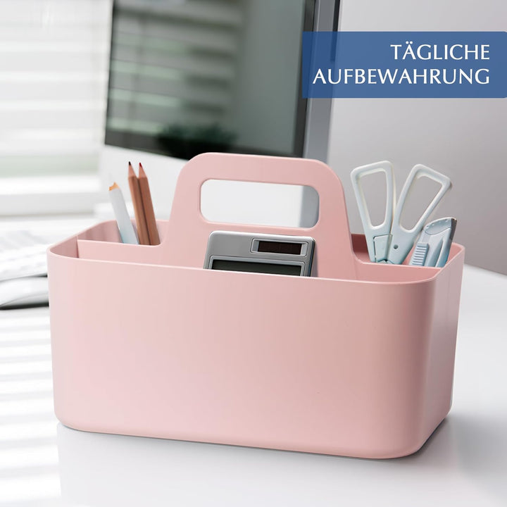 Korb Organizer mit Griff, 24x15x11 cm, Kunststoffkorb, Reinigungskorb, Bastelkorb, Schreibtischkorb,