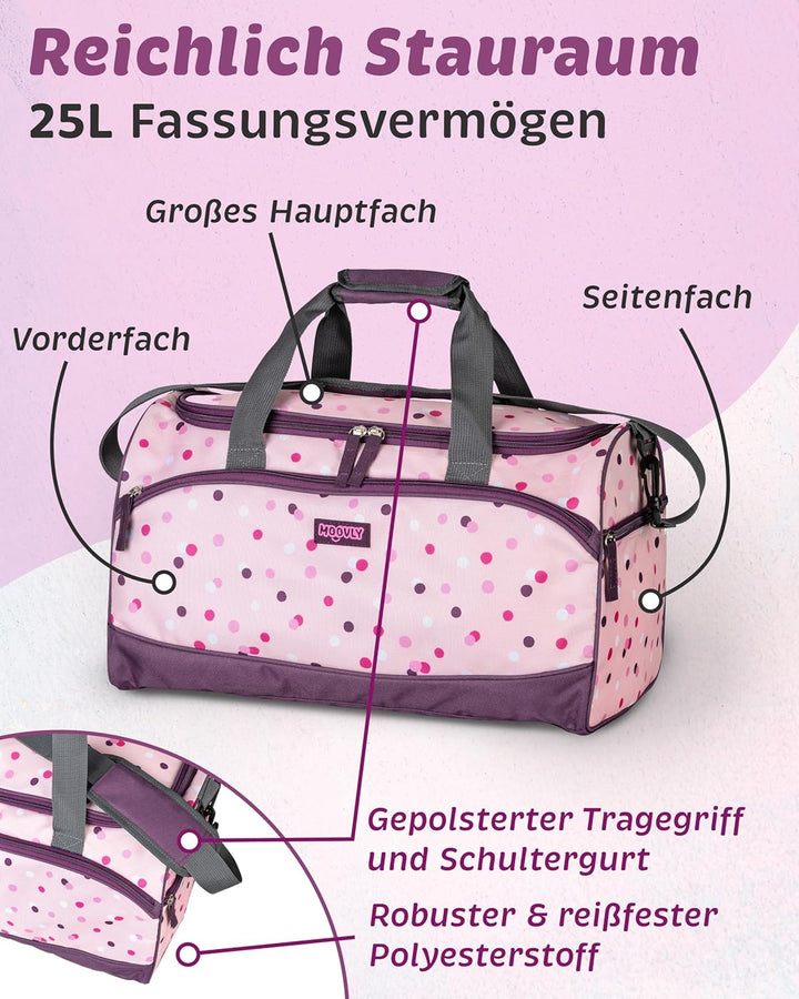 moovly® Kinder Sporttasche 25 l für Mädchen - Gym Bag - für Sport, Schwimmen - Kindersporttasche - R