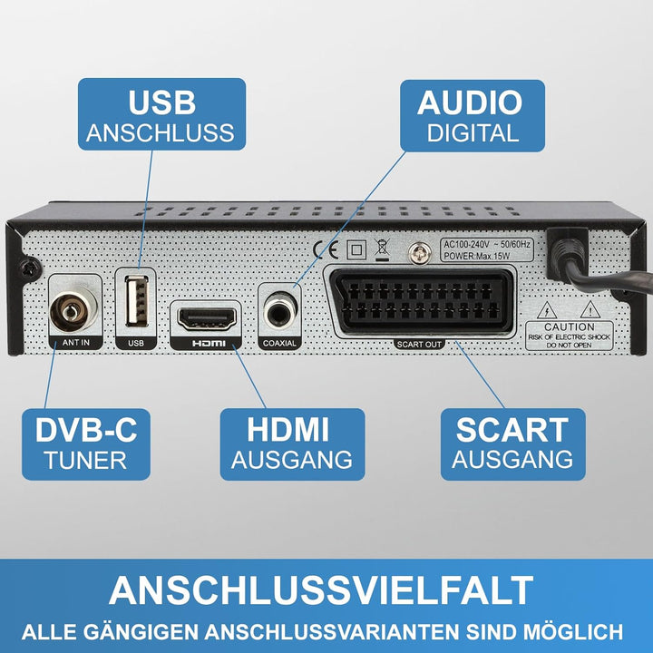 RED OPTICUM C200 HD Kabelreceiver I Digitaler Kabel-Receiver HD mit LED-Display - EPG - HDMI - USB -
