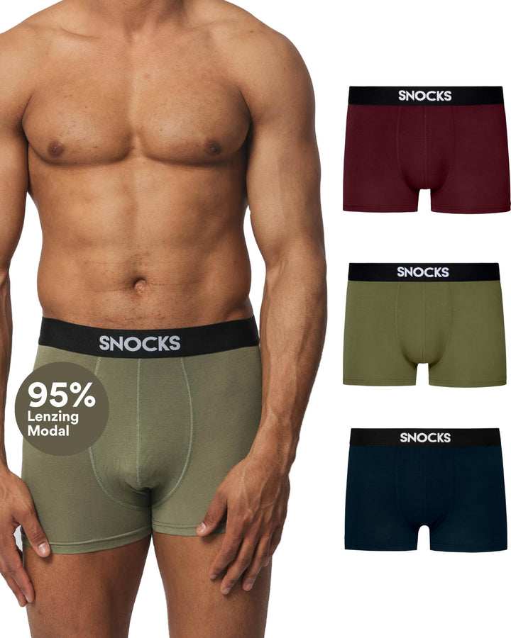 Snocks Premium Boxershorts Herren aus weichem Lenzing Modal (3er Pack) - Ultraleichte und Atmungsakt
