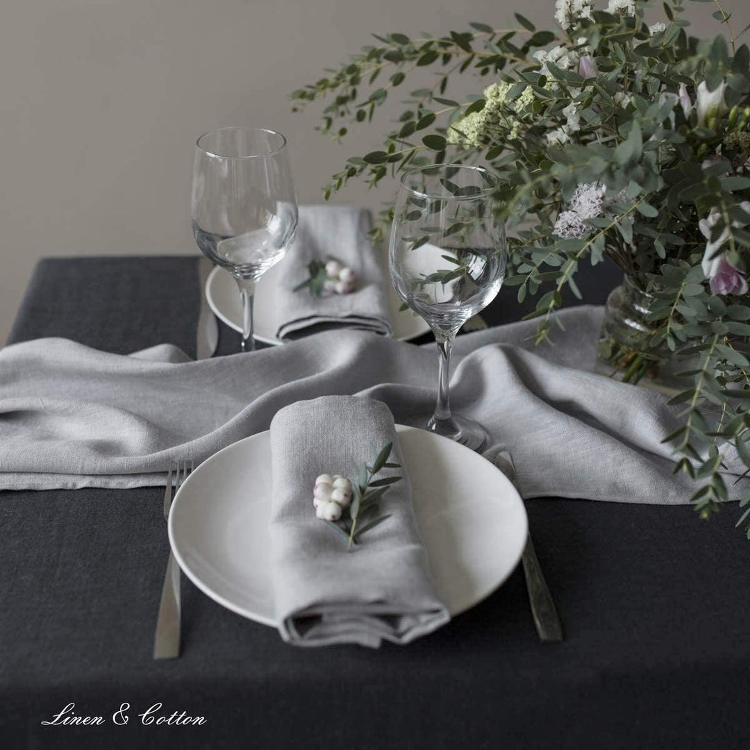 Linen & Cotton Hochwertige 4 x Stoffservietten/Servietten Stoff/Leinenservietten Hygge - 100% Leinen