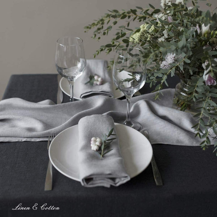 Linen & Cotton Hochwertige 4 x Stoffservietten/Servietten Stoff/Leinenservietten Hygge - 100% Leinen