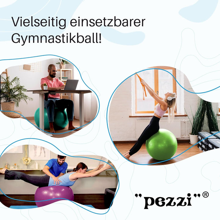 PEZZI Original Gymnastikball Standard Ø 42 cm | 53 cm | 65 cm | 75 cm belastbar bis 400 kg robuster