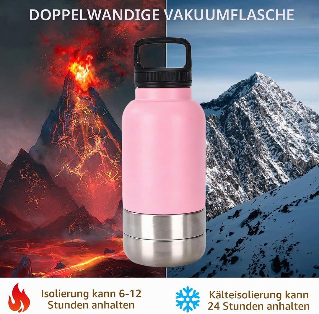 Trinkflasche Hunde für Unterwegs, 1000ml Reiseflasche für Hunde &amp; Katzen aus Edelstahl, Isolierter W