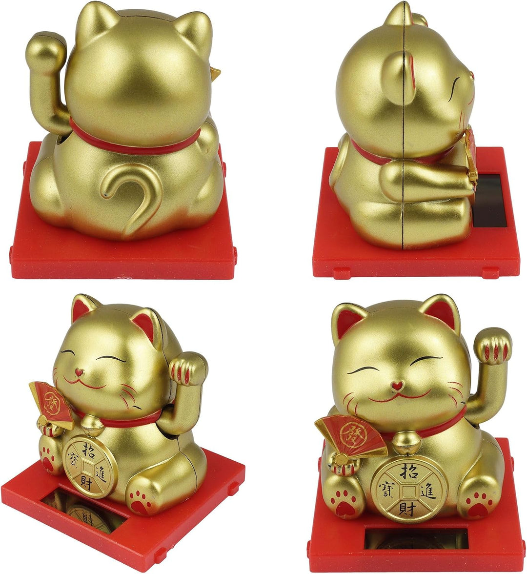 Freak Scene Glückskatze Mini Maneki-Neko Medaille Solar 5cm Winkekatze Lucky cat Set, Set