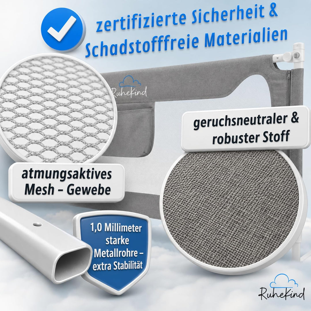 Rausfallschutz Boxspringbett & Bettgitter Rausfallschutz – Bettschutzgitter Set inkl. Befestigungsmö
