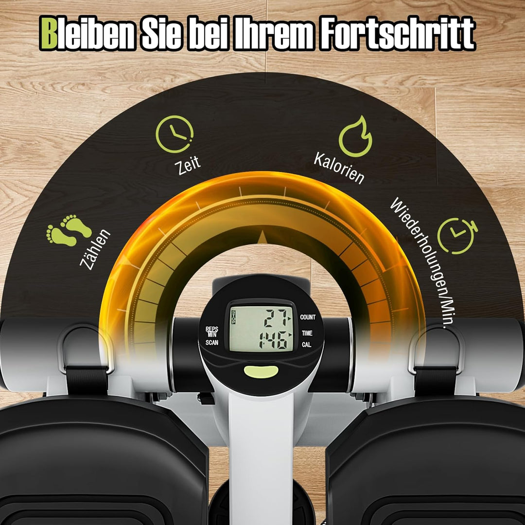 COSTWAY Mini-Stepper mit Widerstandbändern, Twist Stepper mit verstellbarem Widerstand & LCD Anzeige