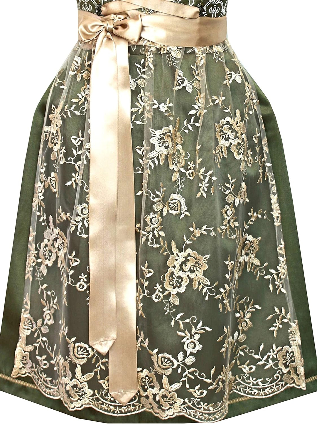 Alpenmärchen Midi Dirndl aus Exklusiver Kollektion inkl. Spitzenschürze Gr.32-54 - ALM660 36 Grün-cr