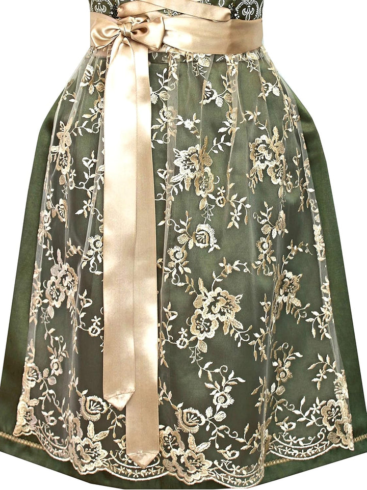 Alpenmärchen Midi Dirndl aus Exklusiver Kollektion inkl. Spitzenschürze Gr.32-54 - ALM660 36 Grün-cr