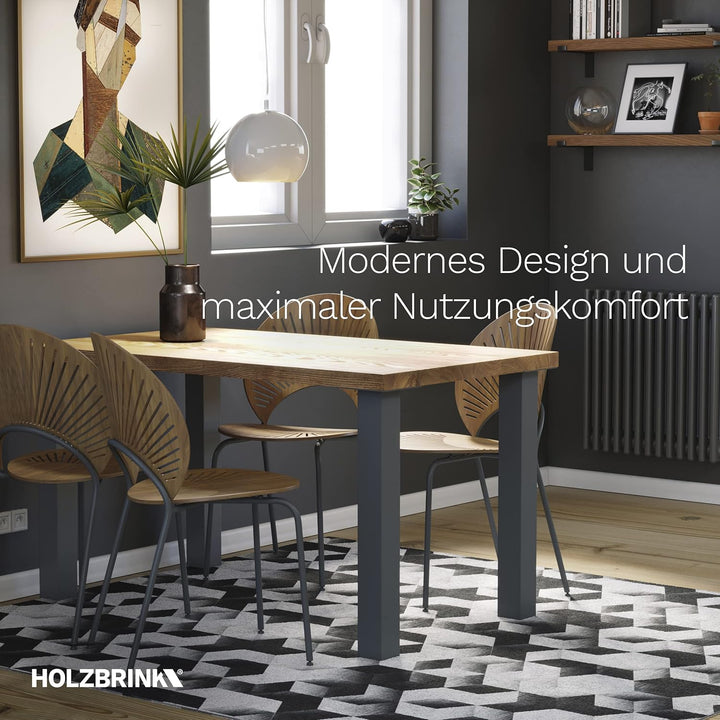 HOLZBRINK Tischbeine Eckig, Möbelfüsse aus Quadratrohr 40x40 mm, Höhe 72 cm, Grau, 4 Stück, HLT-14A-