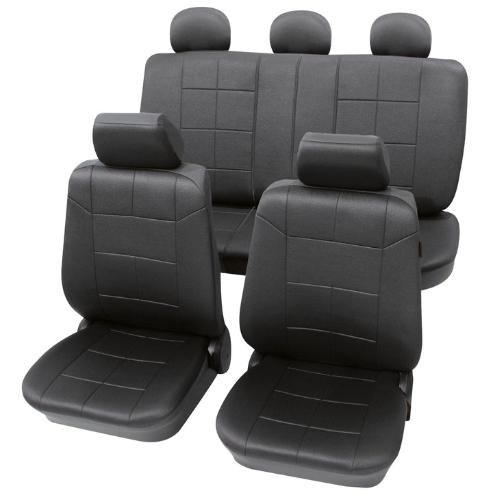 PETEX Auto Sitzbezüge Universal Komplett Set 17-teilig - Dakar anthrazit, Eco Class mit SAB 1 Vario