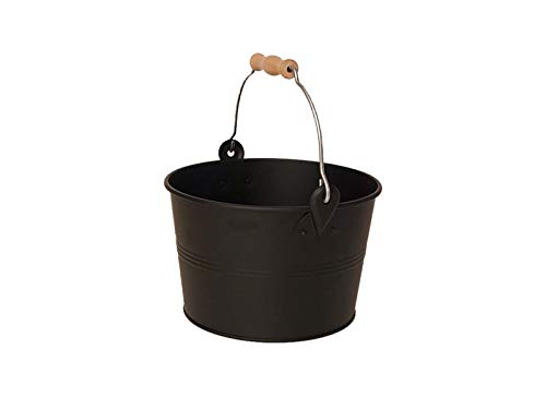 Sauna Aufgusskübel/Saunaeimer schwarz Stahlblech Bügelgriff