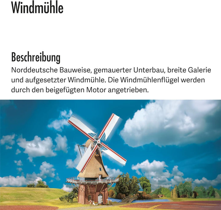 FALLER Windmühle Modellbausatz mit 169 Einzelteilen 180 x 180 x 320 mm I Modelleisenbahn Zubehör H0
