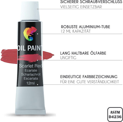 Staffelei mit Ölfarben Set - Malset 41 Teile : 24 Tuben Ölfarbe 3 Leinwand Zum Bemalen 1 Malblock 10
