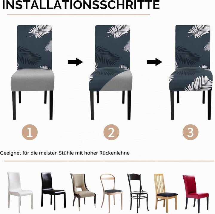 Lydevo Stuhlhussen XL 6er Set Stretch Stuhlhussen Schwingstühle XL für Esszimmerstühle Spandex Unive