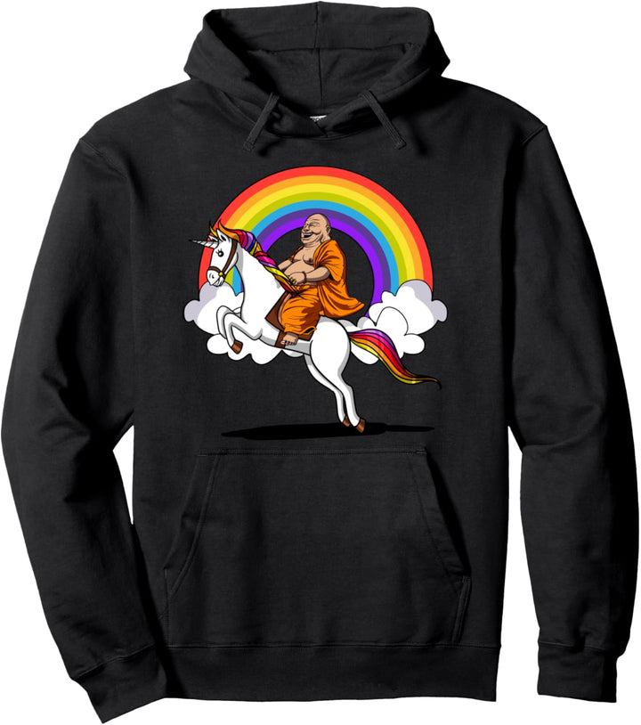 Buddha Reitet Auf Einhorn Zen Yoga Meditation Namaste Party Pullover Hoodie