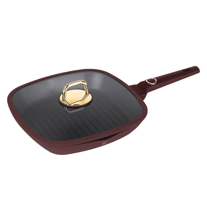 Berlinger Haus Turbo-Induktion Grillpfanne mit Deckel 28cm 2,1 L TitanPro-Antihaftbeschichtung, bord