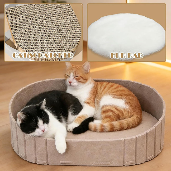 Katzenbett, Filz Katzenkorb Indoor, Grosses Katzensofa 60 x33.5 cm, Hundebett aus Filz, Kuschelbett