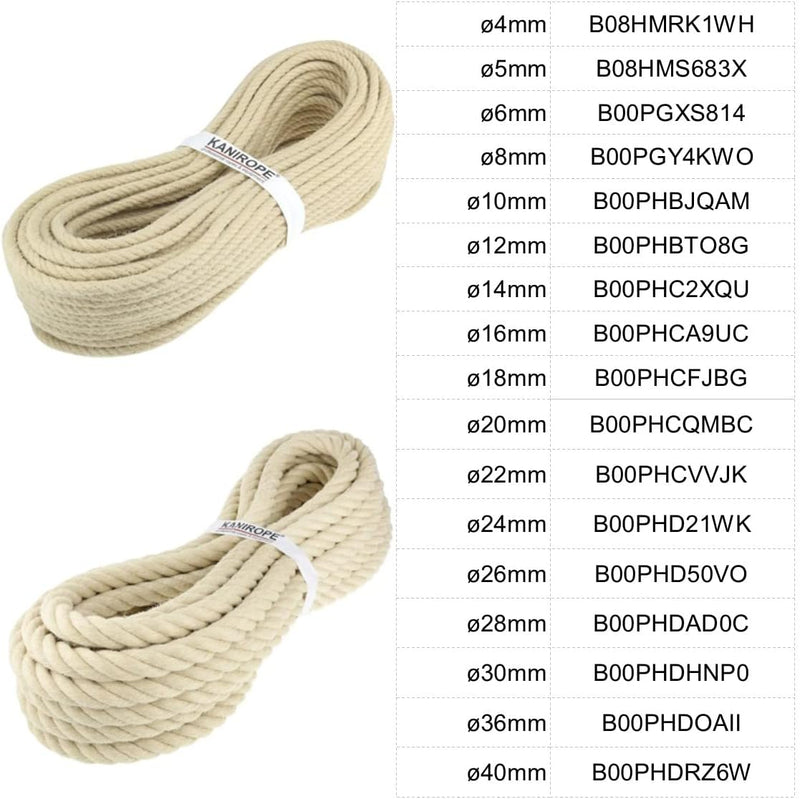 Kanirope® Polyhanfseil SPINTWIST ø10mm 50m 4-litzig gedreht, 50m