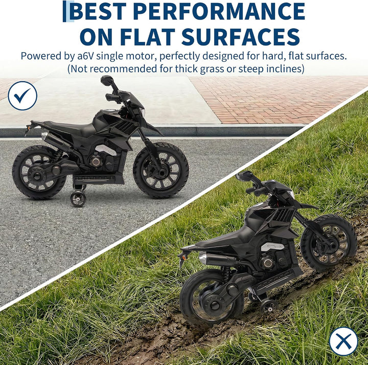 GarveeLife Elektrisches Kinder-Motorrad mit Musik &amp; Scheinwerfer | 6V Akku, bis 3 km/h, für Kinder v