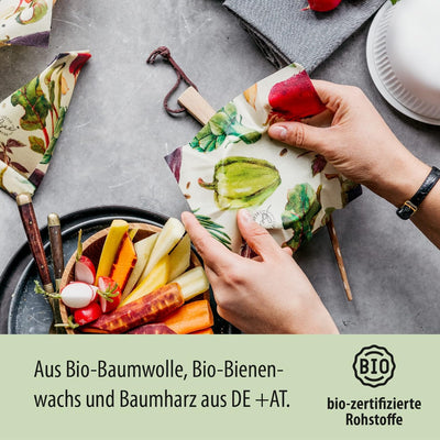 little bee fresh Bio-Bienenwachstücher Starter-Set "S/M/L" aus Deutschland - hält Lebensmittel natür