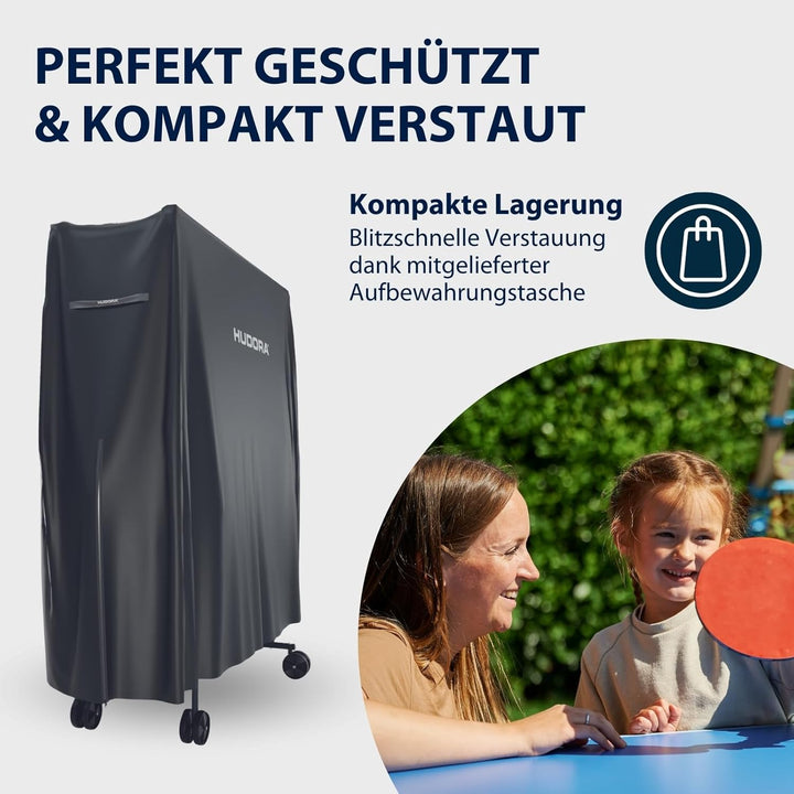 HUDORA Tischtennisplatten Abdeckung in 187x72x156 cm - PU-beschichtete Tischtennis Hülle - Schutz vo