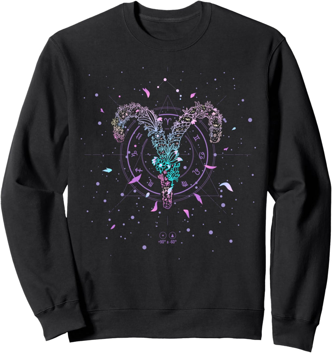 Aries Zodiac Sign Floral Flower March April Birthday Sweatshirt