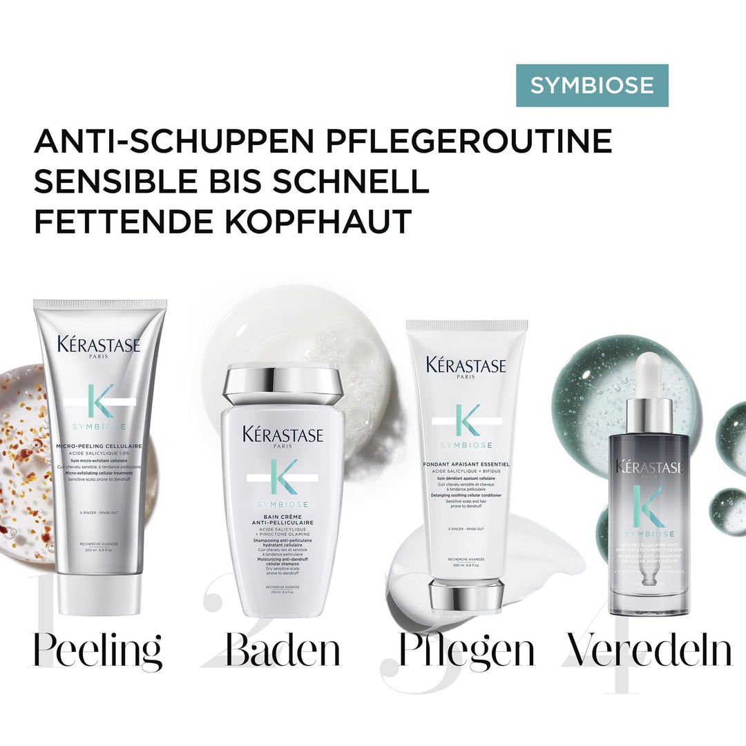 Kérastase, Symbiose, Anti-Schuppen Pflegeroutine mit Peeling, Shampoo, Haarspülung und Haarserum, Fü