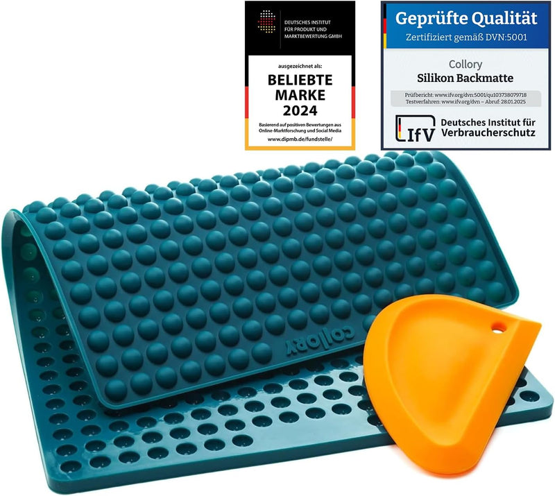 Collory mini Halbkugel (1cm) Silikon Backmatte und Teigschaber Set zur Herstellung von Hundekekse un