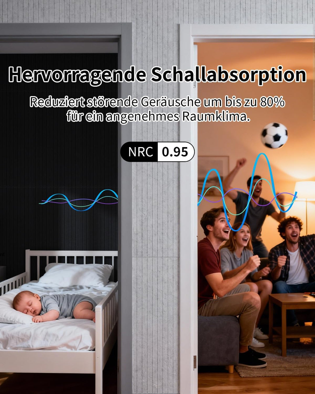 1,35㎡ Akustikpaneele Selbstklebend Schallabsorber 2 Stück Schwarz | 116x58x0,9cm 100% Polyester Akus