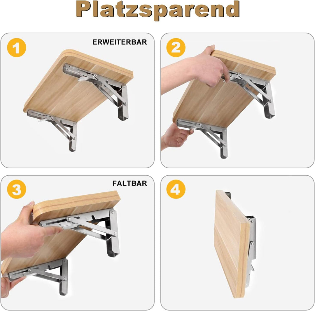 Klappkonsole Schwerlast 300MM, LYCXAMES 2 Stück Edelstahl Wandhalter Tisch Klappregalhalterungen Büc