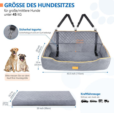 GL GLENSLAVE Hundeautositz für grosse mittlere Hunde,Hundeerhöhungssitz, Hundeerhöhungssitz für den