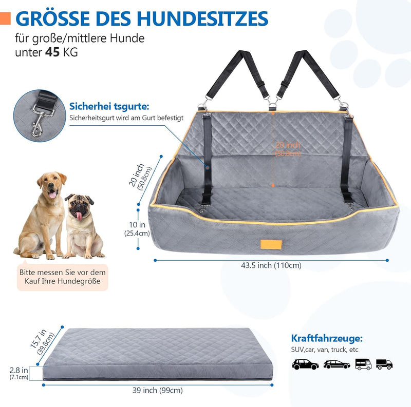 GL GLENSLAVE Hundeautositz für grosse mittlere Hunde,Hundeerhöhungssitz, Hundeerhöhungssitz für den