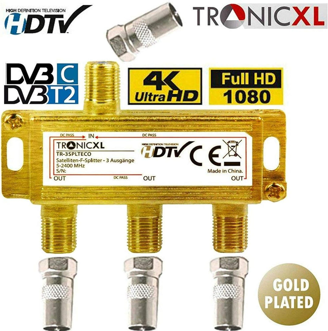 TronicXL 3fach BK CATV Breitband Kabel Verteiler 3-Fach TV Weiche für DVB-T Kabelfernsehen SAT Split