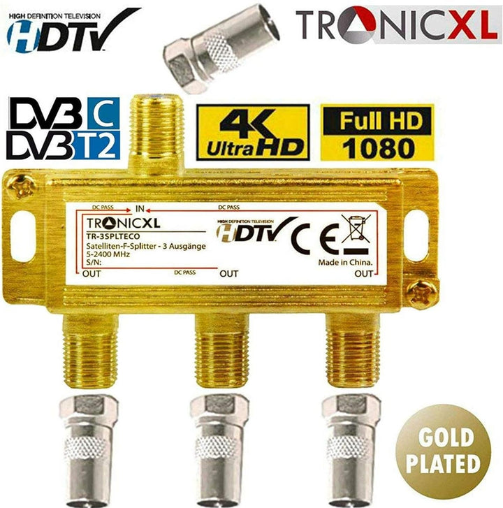 TronicXL 3fach BK CATV Breitband Kabel Verteiler 3-Fach TV Weiche für DVB-T Kabelfernsehen SAT Split